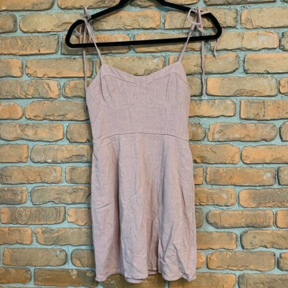 Aeropostale Mini Dress Women Size XS Pink Tie Strap Smocked Back Casual Sundress
